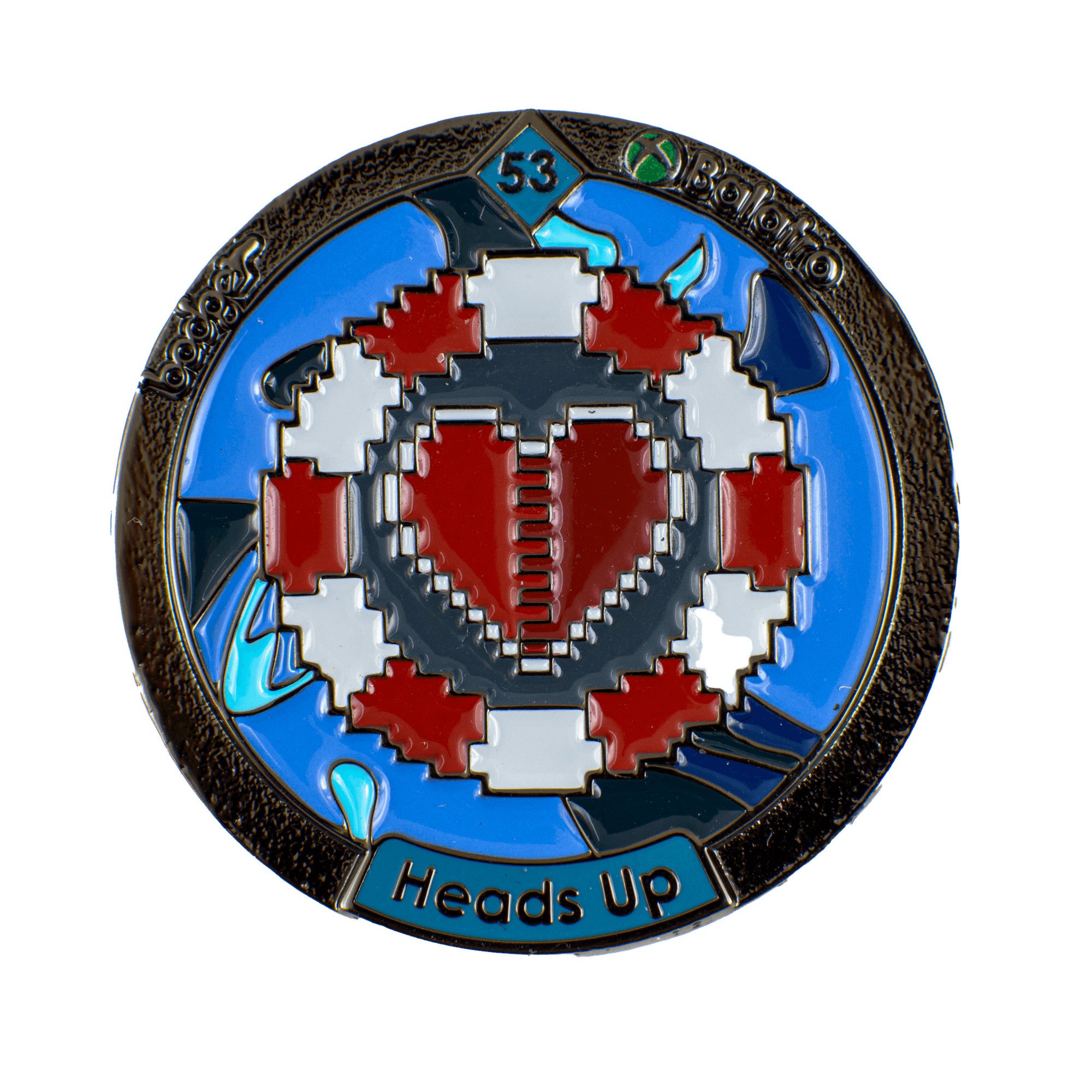 Detailed enamel badge showcasing texture and depth